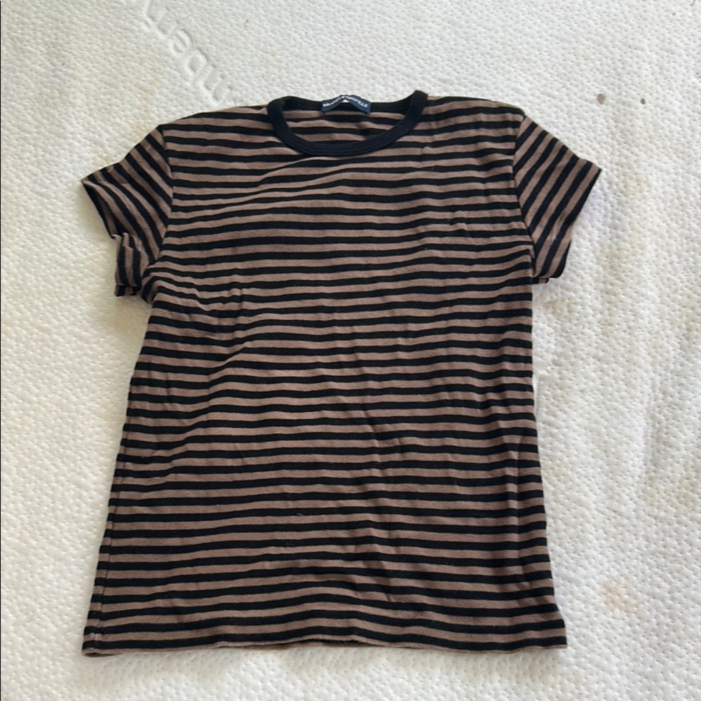 Brandy Melville Black and Brown Fitted Short Sleeve Tee